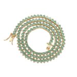 3mm 3-claw green moissanite tennis chain European and American hip-hop jewelry tennischain trendy imitation jade tennis chain