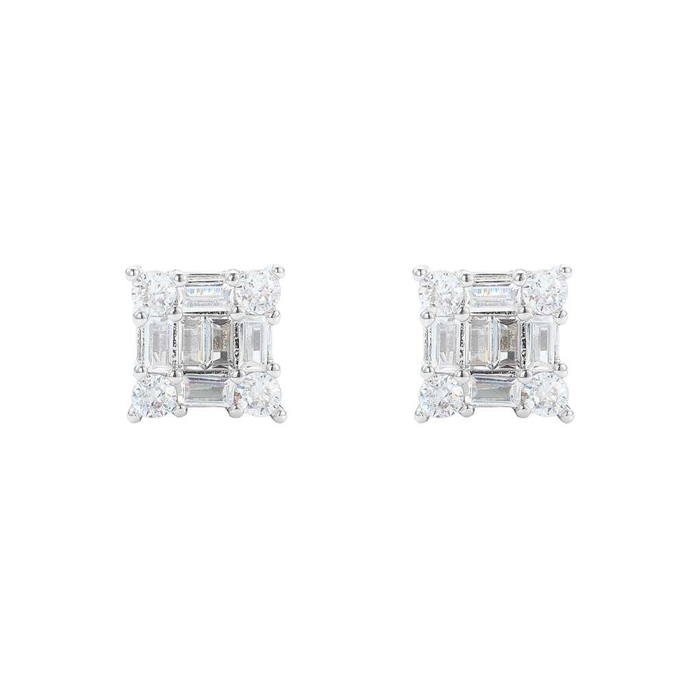 O1CN01huJeav1EqACG8v5R7_!!2215781360402-0-cib 925 sterling silver moissanite earrings, hip-hop style, simple square design, suitable for daily wear, office wear, and casual outings. - Image 1
