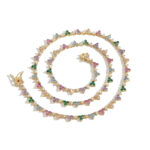 2mm Colored Moissanite Tennis Chain, European and American Hip-Hop, Colorful Dopamine Tennis Chain, Mixed 3-Claw Fine Chain