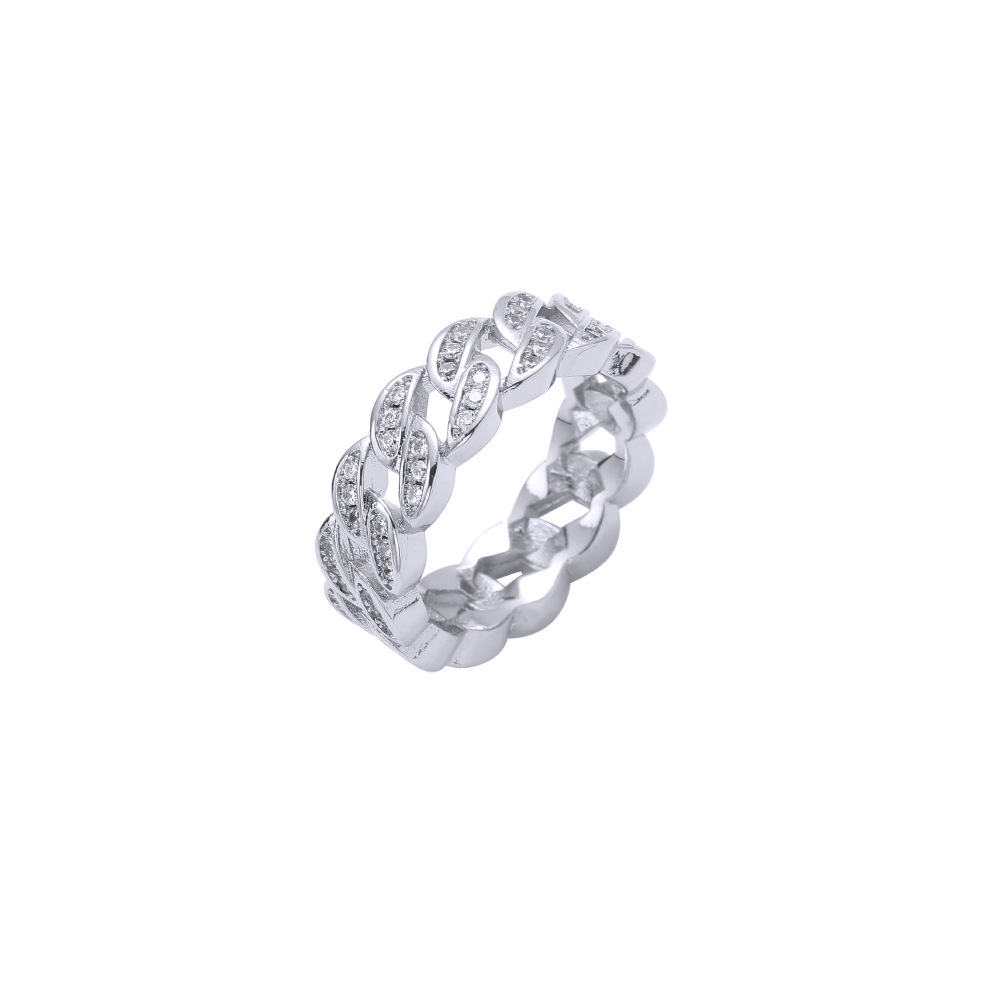 O1CN01kAgd3x1EqAA7q5Tp2_!!2215781360402-0-cib 3 Diamond Cuban Rings Explosive Hip Hop 925 Pure Silver with Moissanite New Cuban Chain Ring - Image 1