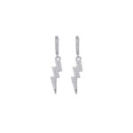 925 sterling silver inlaid with moissanite three-layer lightning earrings, trendy hip-hop earrings for men and women's new lightning earrings.