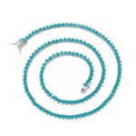 3mm Moissanite Tennis Chain European and American Hip-Hop Tennischain Layered Light Luxury High-End Blue Necklace Neck Chain