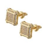 925 silver square double-layer earrings, hip hop inlaid moissanite personalized design fashionable men's and women's square earrings.