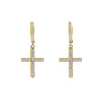 925 silver inlaid moissanite cross earrings, hip-hop style, trendy classic cross earrings, suitable for men and women to wear.