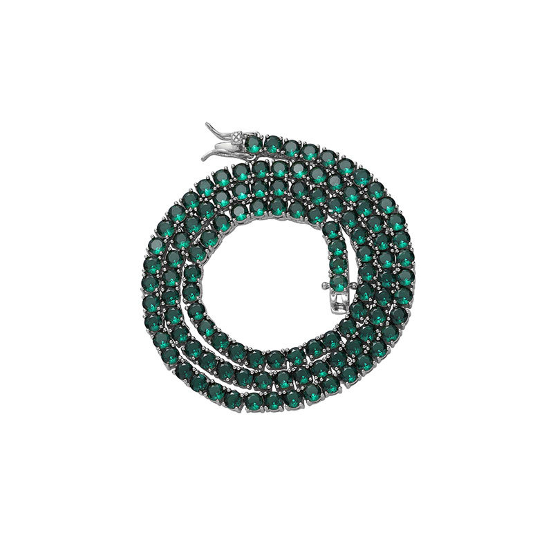 O1CN01ousGRe1EqAJ3TYOvY_!!2215781360402-0-cib 4mm Green Moissanite Tennis Chain S925 Sterling Silver Euro-American Hip-Hop Jewelry Tennis Chain Hip-Hop Necklace - Image 1