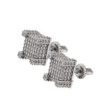 925 silver plated with 18k gold square hip-hop earrings, designed in a hip-hop style, inlaid with moissanite, featuring a square design, suitable for both men and women to wear.