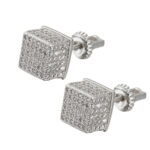 925 silver inlaid moissanite sparkling square earrings, hip-hop style couple earrings, suitable for both men and women.