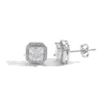 925 silver square-shaped large moissanite earrings, hip-hop style sparkling earrings, fashionable earrings for both men and women.