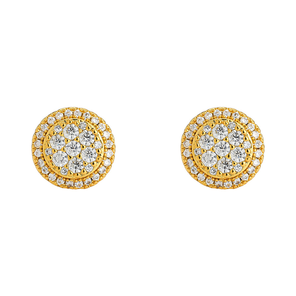 O1CN01yvB0Y41EqALfAMclo_!!2215781360402-0-cib 925 silver plated with 18k gold, ultra-shiny round earrings with moissanite, a new popular and uniquely designed earring for both men and women. - Image 1