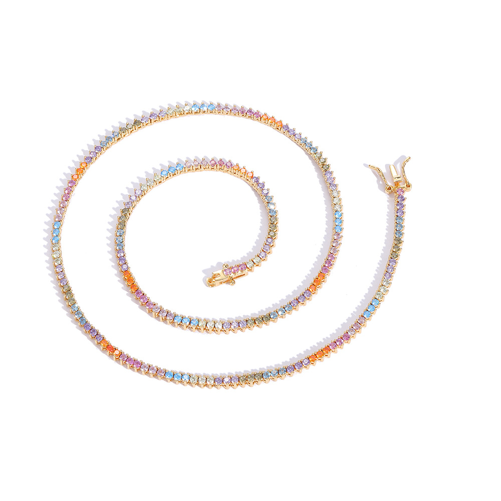 O1CN01zezSxA1EqAKs7agiY_!!2215781360402-0-cib 2mm Colored 3-Claw Moissanite Tennis Chain European and American Hip-Hop Jewelry, Tennischain Fine Necklace - Image 1
