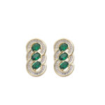925 silver three-layer gold coin green earrings, fashionable hip-hop retro green moissanite earrings for men and women.