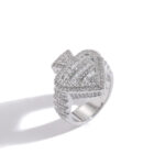 Hot selling peach heart couple ring hip-hop hot selling 925 sterling silver inlaid moissanite heart-shaped ring popular accessory black peach heart ring